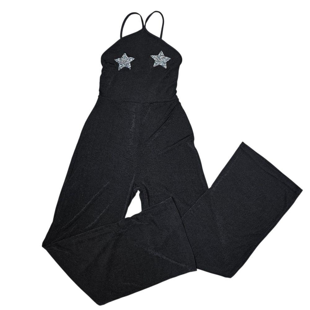 Nasty Gal Women's Star Embellished Black Halter Jumpsuit